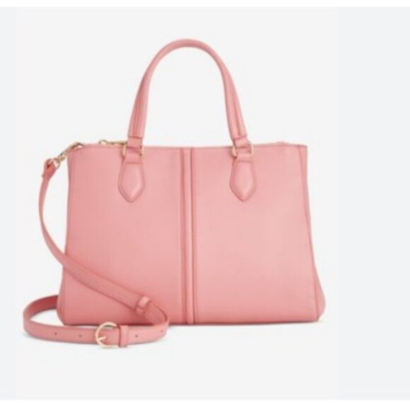 Macy's On 34th Robbinn colorblock faux-leather satchel crossbody bag - PINK - Picture 1 of 9